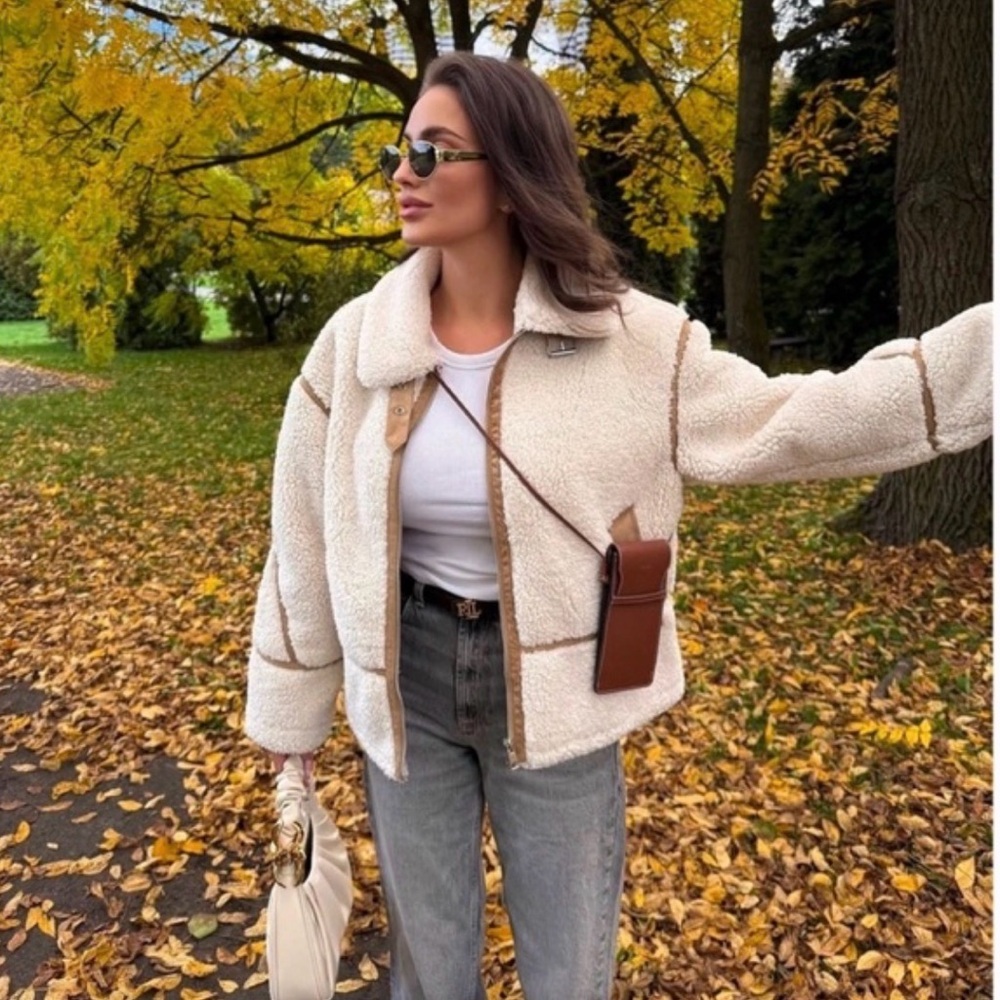 Zara Faux Fur Biker Teddy Jacket